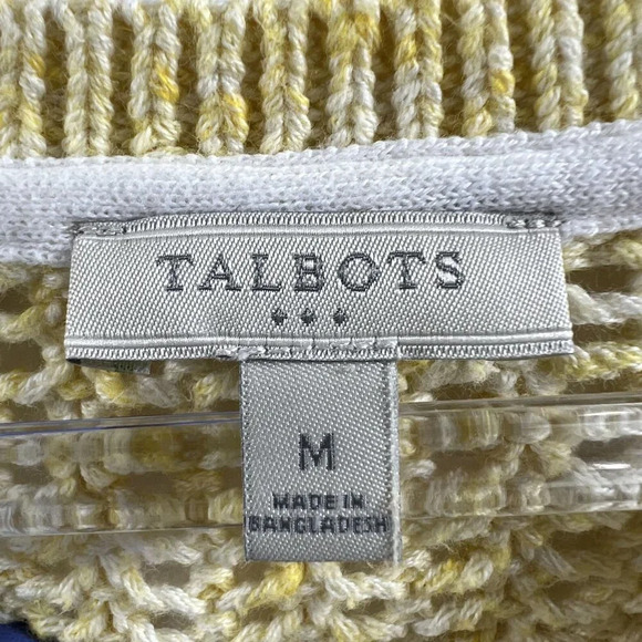 Talbots Womens M Yellow Open Weave Knit Pullover Crewneck Sweater Minimalist - Picture 8 of 11
